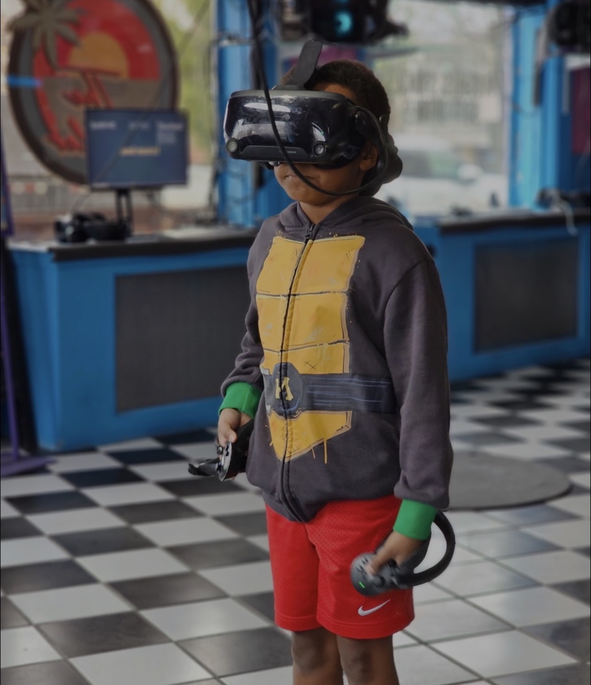 Kid playing VR at The Bubbler in Providence